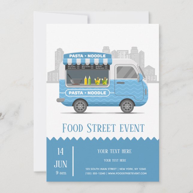 Food truck street pasta noodle invitation (Front)