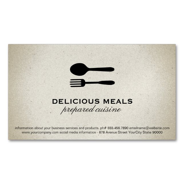 Food Utensils Magnetic Business Card (Front)