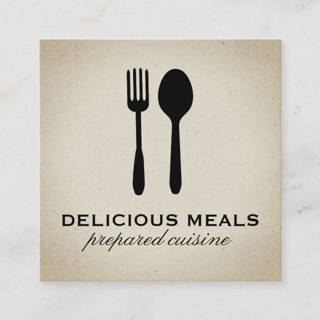 Food Utensils Square Business Card (Front)