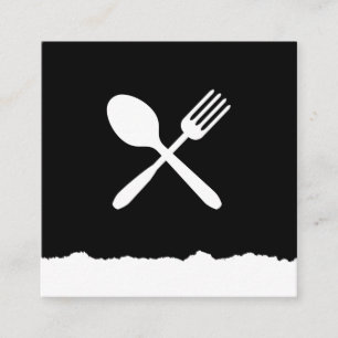 Food Utensils Torn Look Square Business Card