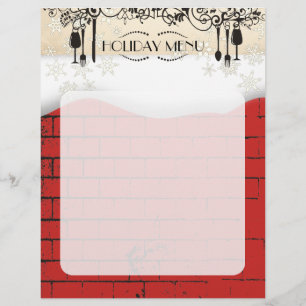 food wine brick Christmas holiday menu letterhead