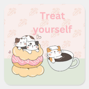 Foodie Cats Square Sticker