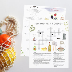 Foodie Chef Watercolor Recipe Crossword Puzzle