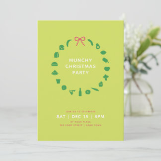 Foodie Christmas Wreath | Editable Colour | Party Invitation