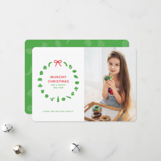 Foodie Christmas Wreath Editable Colour Photo Holiday Card