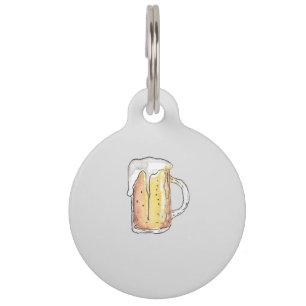 Foodie Cold Beer Mug in Hand Painted Watercolor Pet Tag