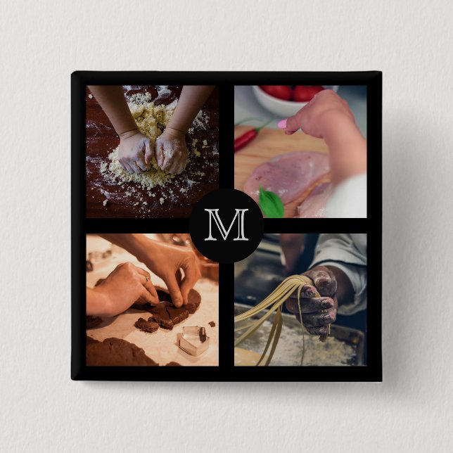 Foodie custom monogram button 1 (Front)