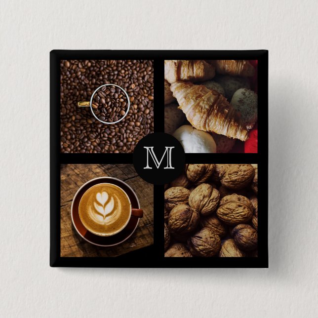 Foodie custom monogram button 4 (Front)
