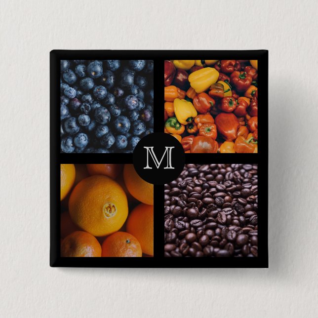 Foodie custom monogram button 7 (Front)