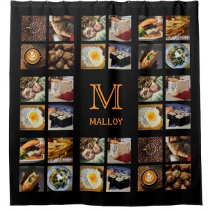 Foodie custom monogram shower curtain