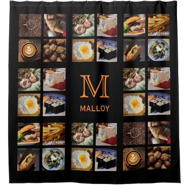 Foodie custom monogram shower curtain (Front)