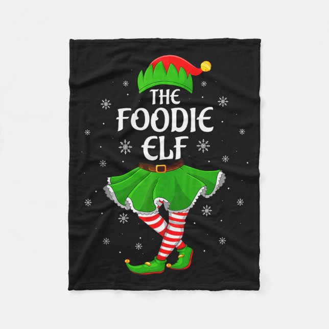 Foodie Elf Christmas Family Girls Women Elf Squad  Fleece Blanket (Front)