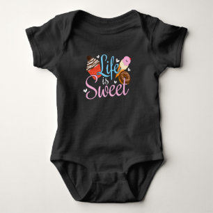 Foodie Life is Sweet Baking Quote - Cupcake Art Baby Bodysuit