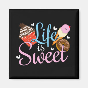 Foodie Life is Sweet Baking Quote - Cupcake Art Magnet