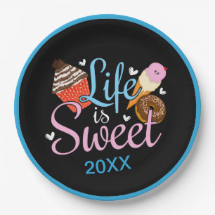 Foodie Life is Sweet Baking Quote - Cupcake Art Paper Plate