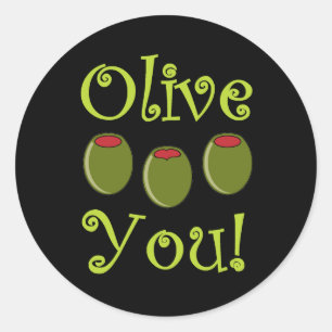 Foodie Olive You Classic Round Sticker