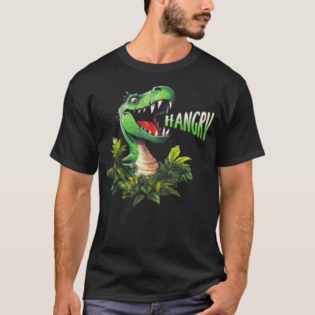 Foodie Rawr Hangry Funny T Rex Dinosaur Hungry Foo T-Shirt (Front)