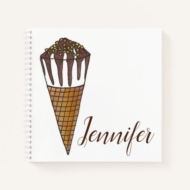 Foodie Vanilla Ice Cream Nutty Nuts Buddy Cone Notebook (Front)