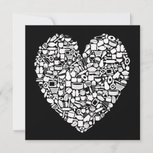 Foodies Modern Black & White Wedding Invitation