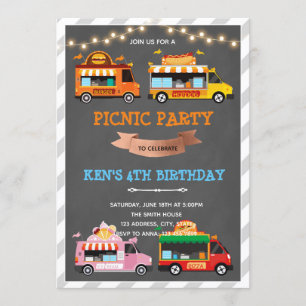 Foodtrucks birthday theme invitation