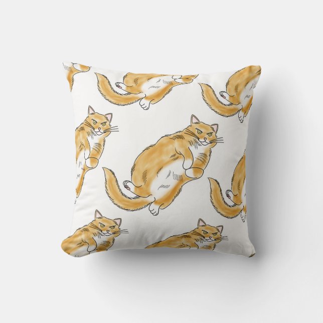 FooFooCat: Jumbo Fluffy Lazy Orange Cat Cushion (Front)