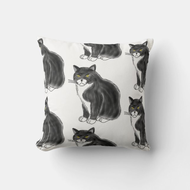 FooFooCat: Jumbo Fluffy Tuxedo Cat Cushion (Front)