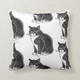 FooFooCat: Jumbo Fluffy Tuxedo Cat Cushion