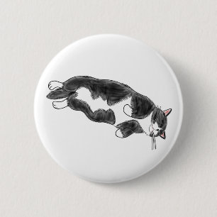 FooFooCat: Lazy Jumbo Tuxedo Cat 6 Cm Round Badge