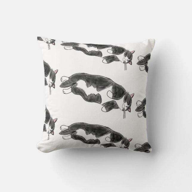 FooFooCat: Lazy Jumbo Tuxedo Cat Cushion (Front)