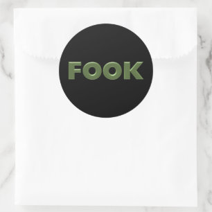 Fook black round large stickers