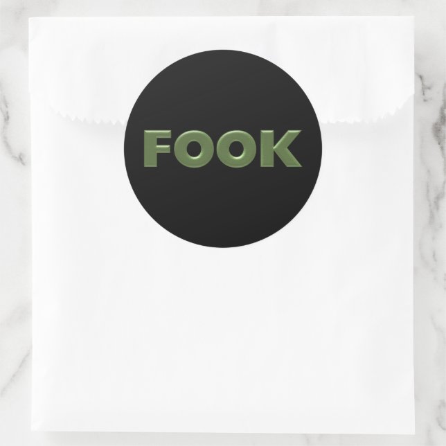 Fook black round large stickers (Bag)