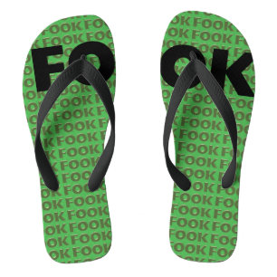 Fook green wide flip flops