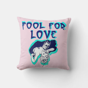 Fool For Love Romance couple lovers retro art Cushion