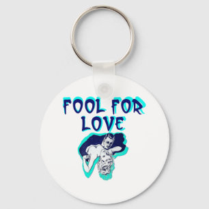 Fool For Love Romance couple lovers retro art Key Ring