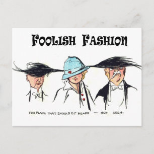 Foolish Fashion:  Outlandish Hats Postcard