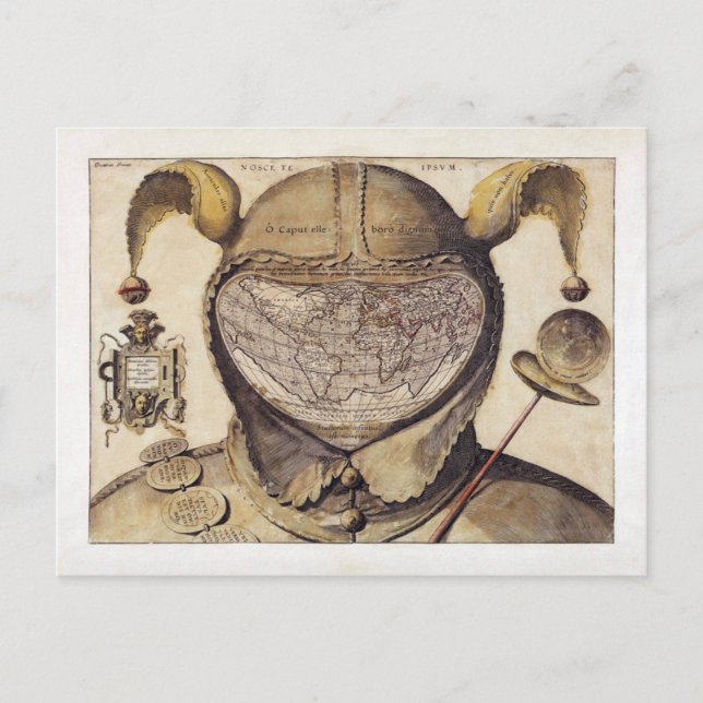 Fool's Cap World Map Postcard (Front)
