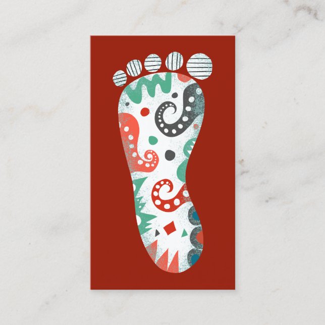 Foot Business Cards - Red White Aqua (Front)