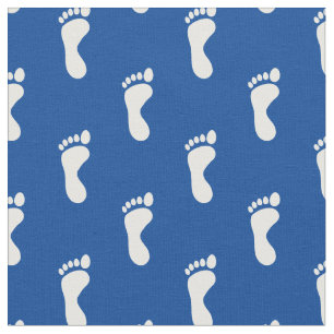 Foot Feet Footprints Blue White Fabric