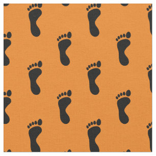Foot Feet Footprints orange Black Fabric