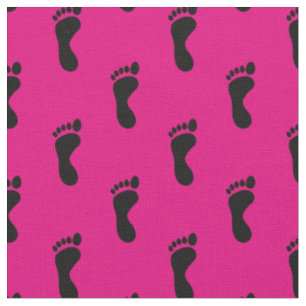 Foot Feet Footprints Pink Black Fabric