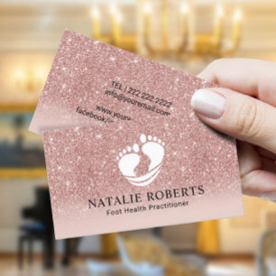 Foot Healthcare Practitioner Massage Spa Rose Gold Business Card