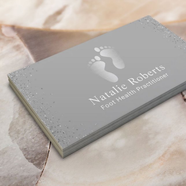 Foot Healthcare Practitioner Modern Silver Business Card (Creator Uploaded)