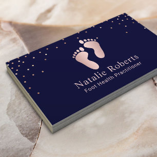 Foot Healthcare Practitioner Navy & Rose Gold Business Card