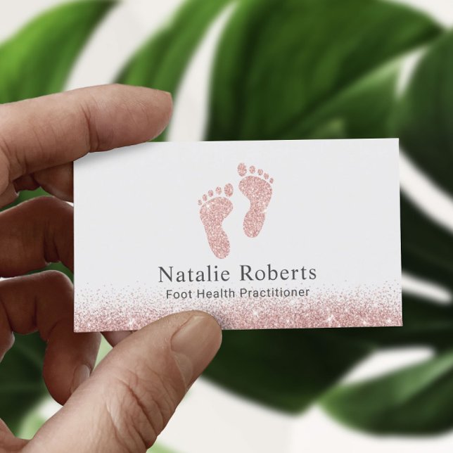 Foot Healthcare Practitioner Rose Gold Glitter Business Card (Creator Uploaded)