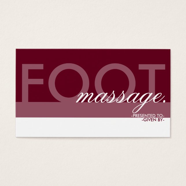 FOOT MASSAGE gift card overlay (Front)