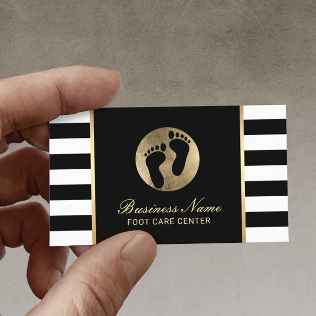 Foot Massage Podiatrist Practitioner Modern Stripe Business Card (Creator Uploaded)