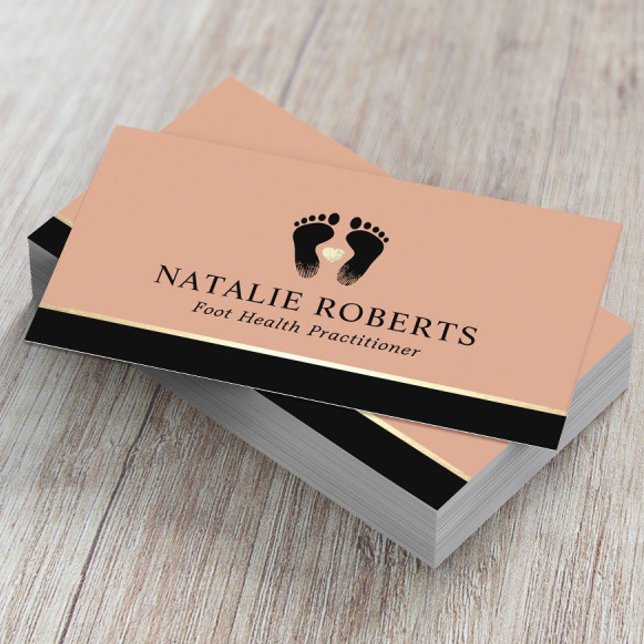 Foot Massage Therapist Podiatrist Elegant Beige Business Card (Creator Uploaded)