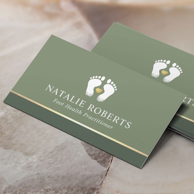 Foot Massage Therapist Podiatrist Sage Green SPA Business Card (Creator Uploaded)
