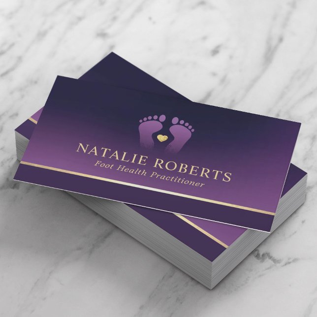 Foot Massage Therapy Podiatrist Elegant Purple Spa Business Card (Creator Uploaded)