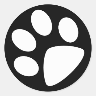 Foot print black & white colours classic round sticker